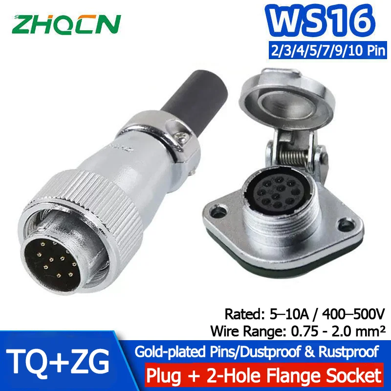 ZHQCN WS16 Aviation Plug&Socket TQ+ZG 2-9 Pin Durable Electrical Wire Connectors for Machines And Equipment