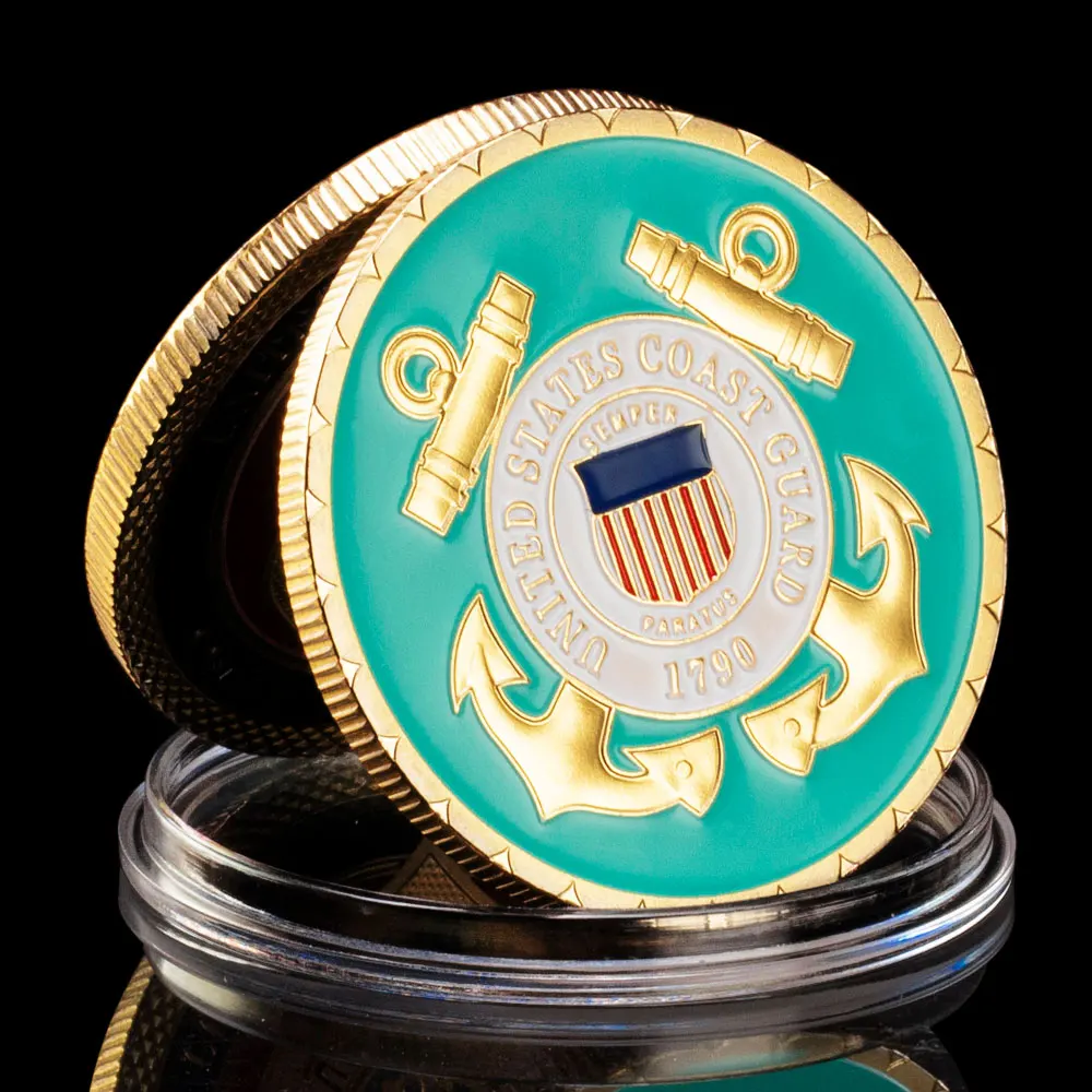 United States Coast Guard Challeneg Coin Golden Plated Souvenirs and Gifts US Commemorative Coin