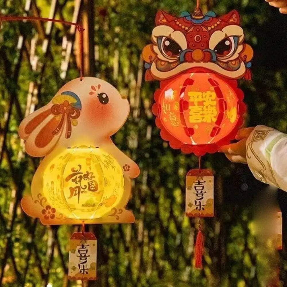 Hanging Rabbit Lantern Luminous Handmade Mid-Autumn Festival Lantern Three-dimensional Awakening Lion Handheld Luminous Lantern - Image 3
