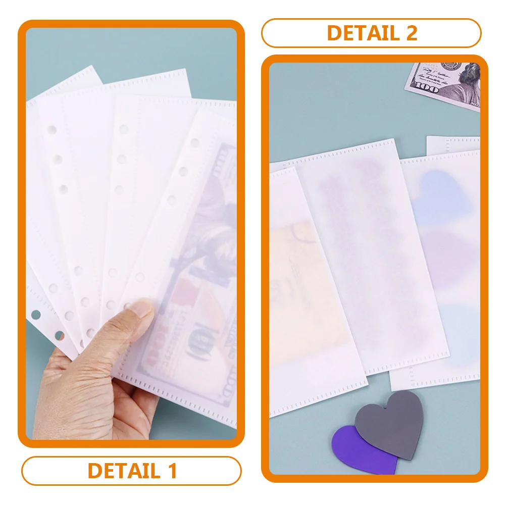 5 Pcs Loose-leaf Pp Bag Divider Replaceable Budget Pocket Book Inserts Binder Daily Use Small Reusable