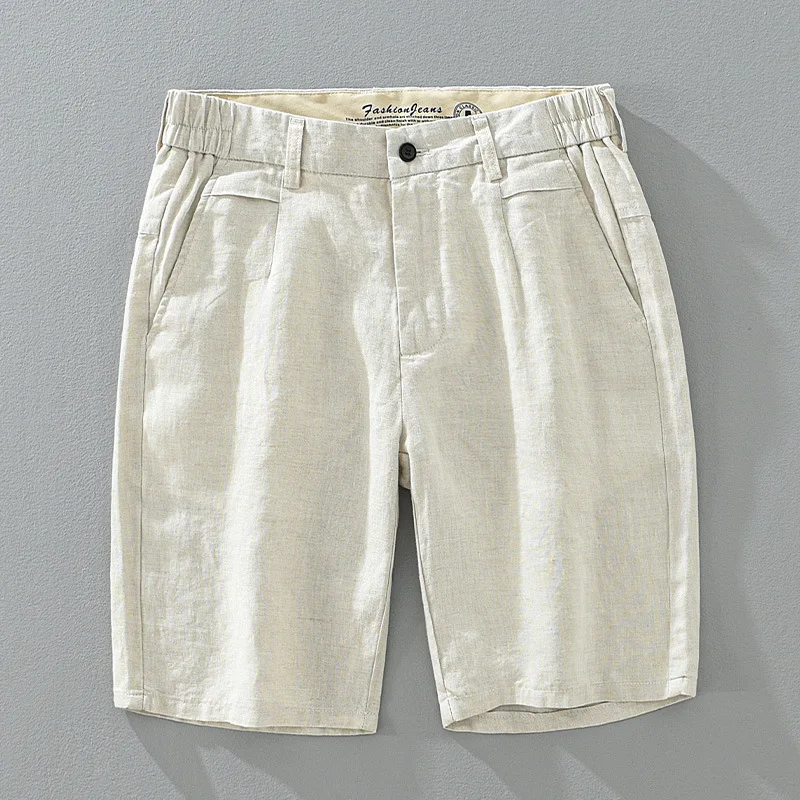 

Ретро-шорты в японском стиле из льна, мужские летние дышащие повседневные пляжные брюки, свободные, прохладные, модные городские шорты