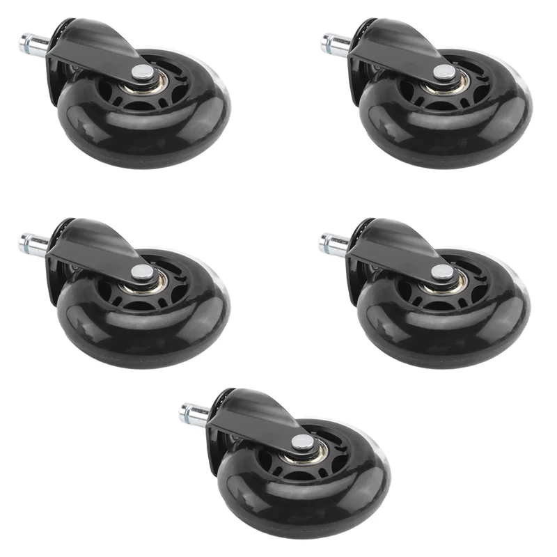 AB46-PU Chair Wheels Set Of 5 Wheels For Office Chairs, 11 Mm X 22 Mm Pen, Universal Durable Office Chair Castors