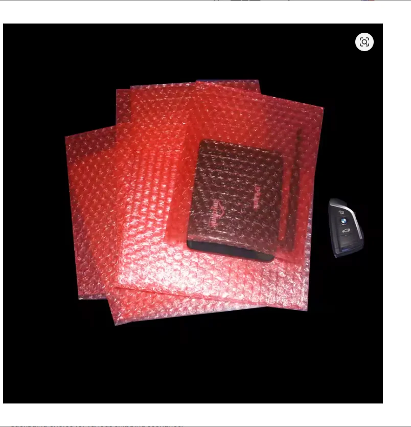 Double Film Bubble Bags, Plastic PE, 2 Layer Packing Envelopes, Anti-static Shockproof Padded Pouches, Red Color