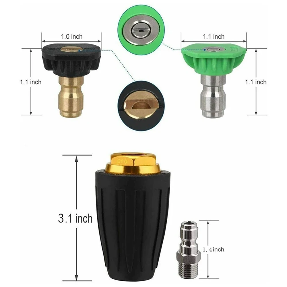 Turbo Nozzle for Pressure Washer, Rotating Nozzle and 7 Tips, 1/4 Inch Quick Connect, 4000 PSI