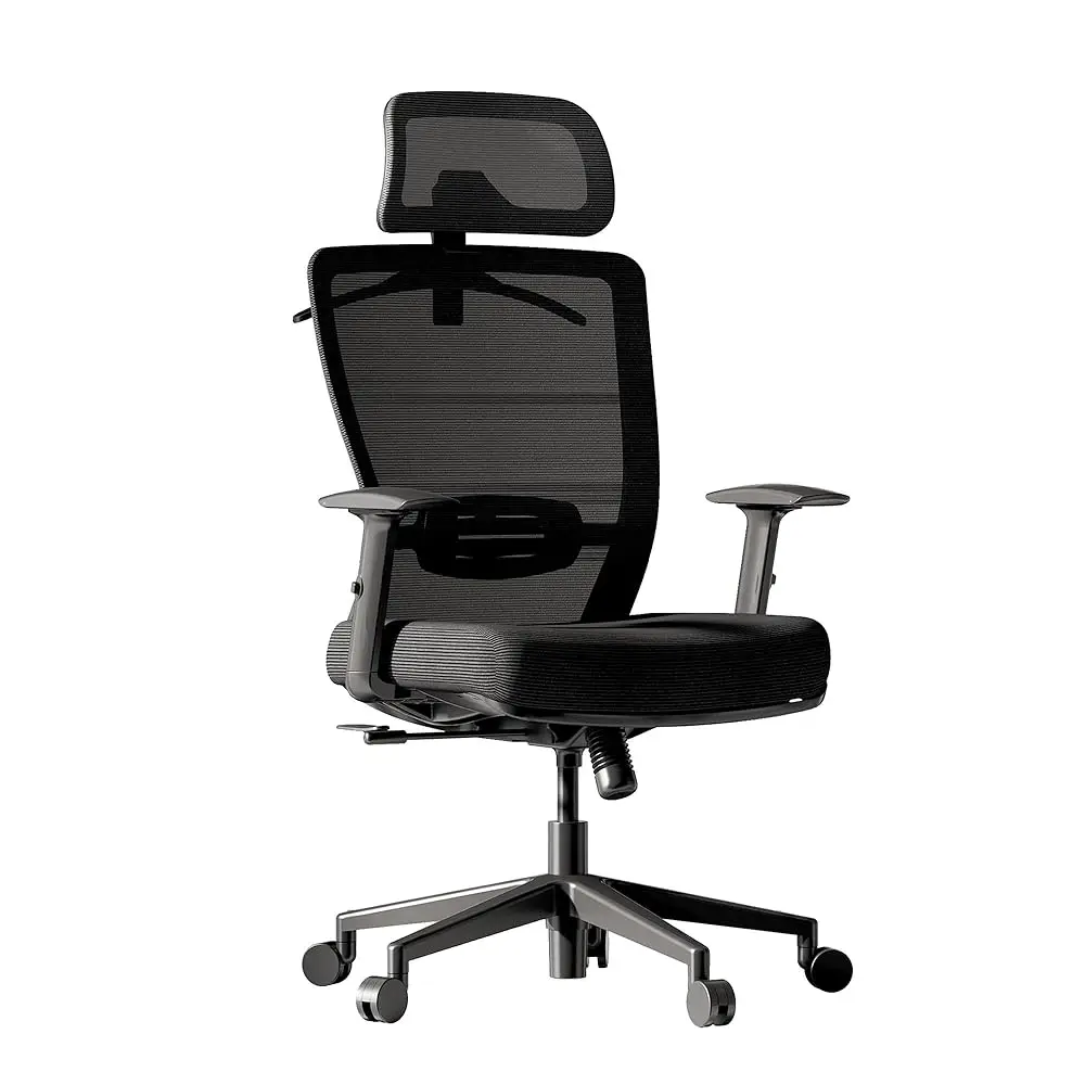 Ergonomic Office Chair, High Ba Swivel Computer Chair, Home Office Desk Chairs, With 2D Headrest/Adjustable Ba Support/Heavy