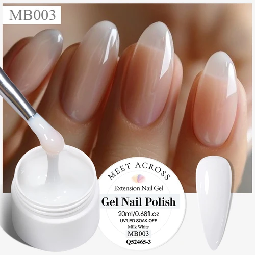 Imagen 2 del producto MEET ACROSS-esmalte de uñas de Gel de extensión, barniz artístico para uñas, rosa, desnudo, blanco leche, manicura de Gel UV semipermanente, 7/20ml