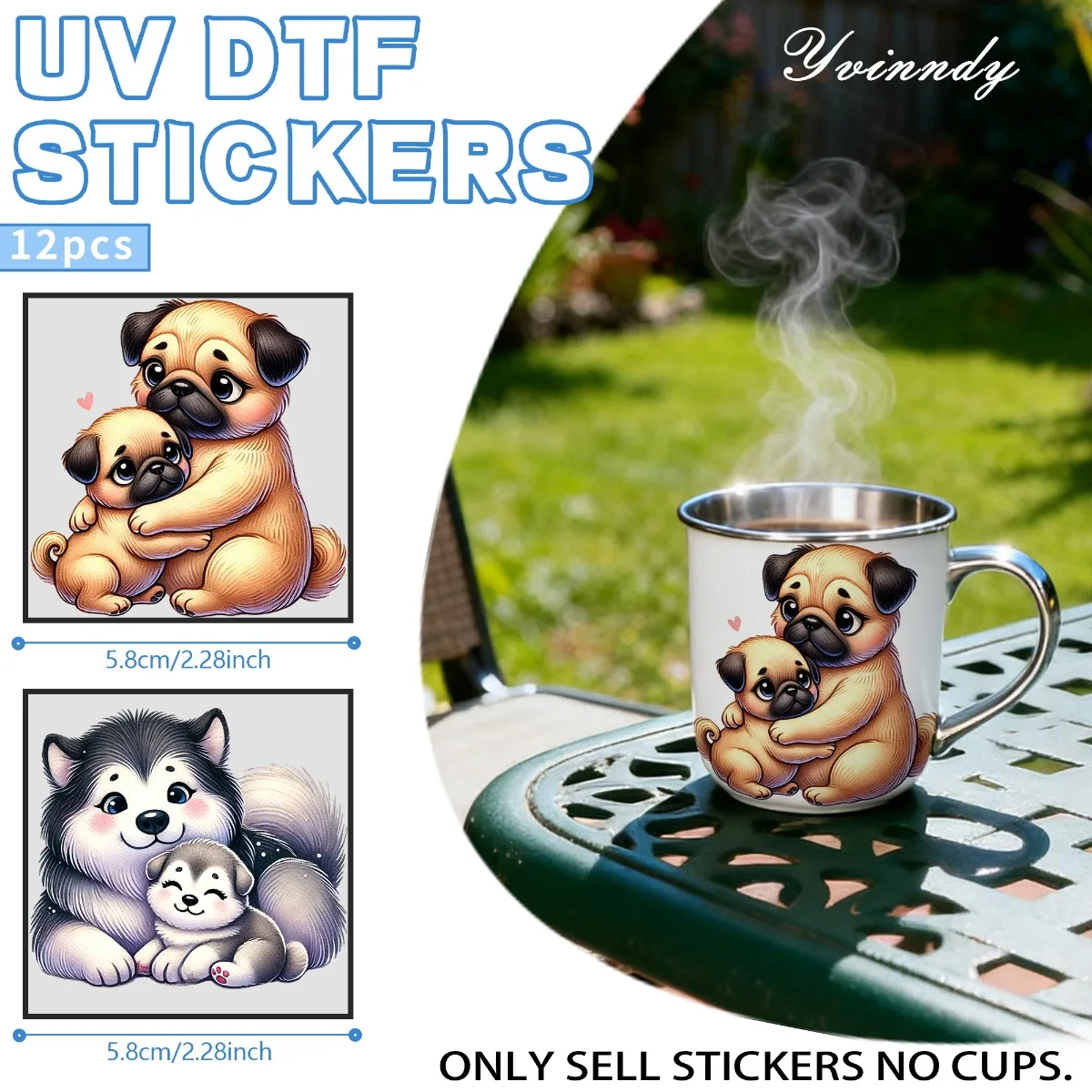 12PCS/SETMother's Day Dog UV DTF DIY Transfer Sticker For DIY Cups,Computer Scrapbook Etc Only Sticker