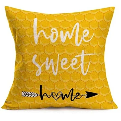Sweet Home Arrow Pillowcase Yellow Flower Petals Striped Linen Family Sofa Pillowcase 45x45 Pillow Case Cushion Cover