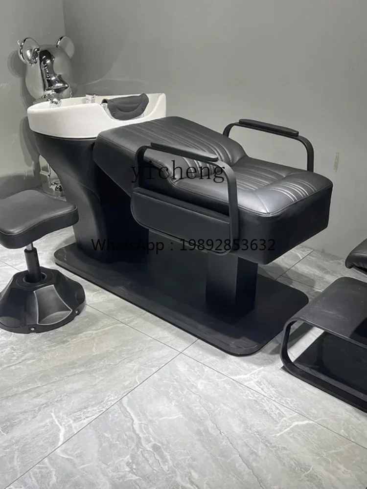 Shampoo Chair Stainless Steel Ceramic Basin Barber Shop Flushing Bed Lying Half Multi-Function Bed