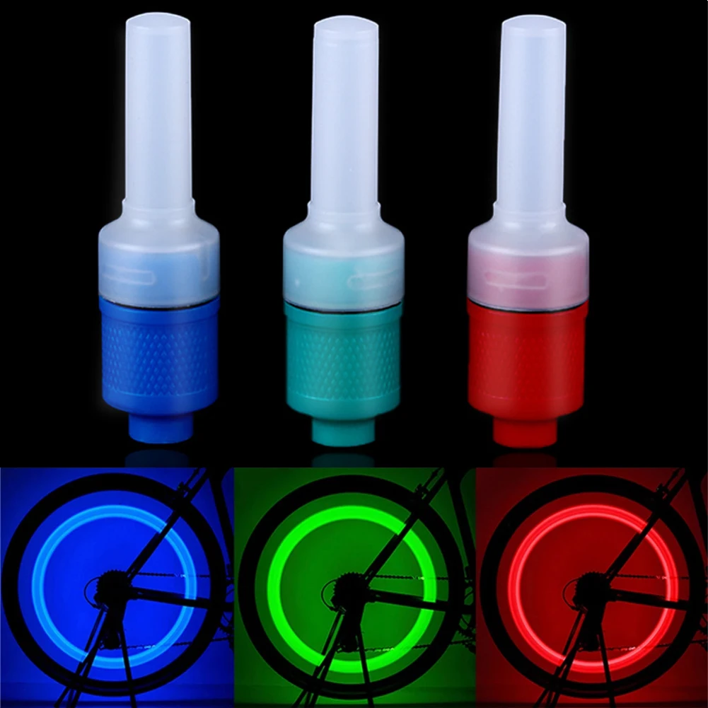 Car Wheel LED Light Motorcycle Bike Light Tire Valve Cap Decorative Tire Nozzle Valve Caps Lamp Cycling Warning Head Rear Light