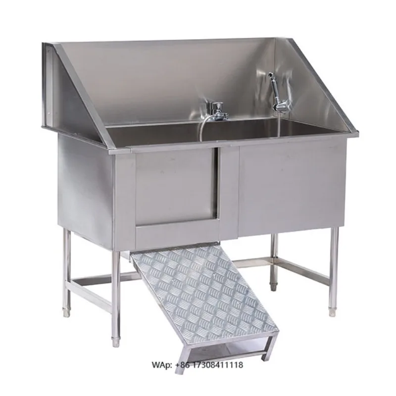 Pet Equipment Stainless Steel Shower Bathtub Cleaning Sink Animal Grooming Bath Tub for Cat Dog Wash