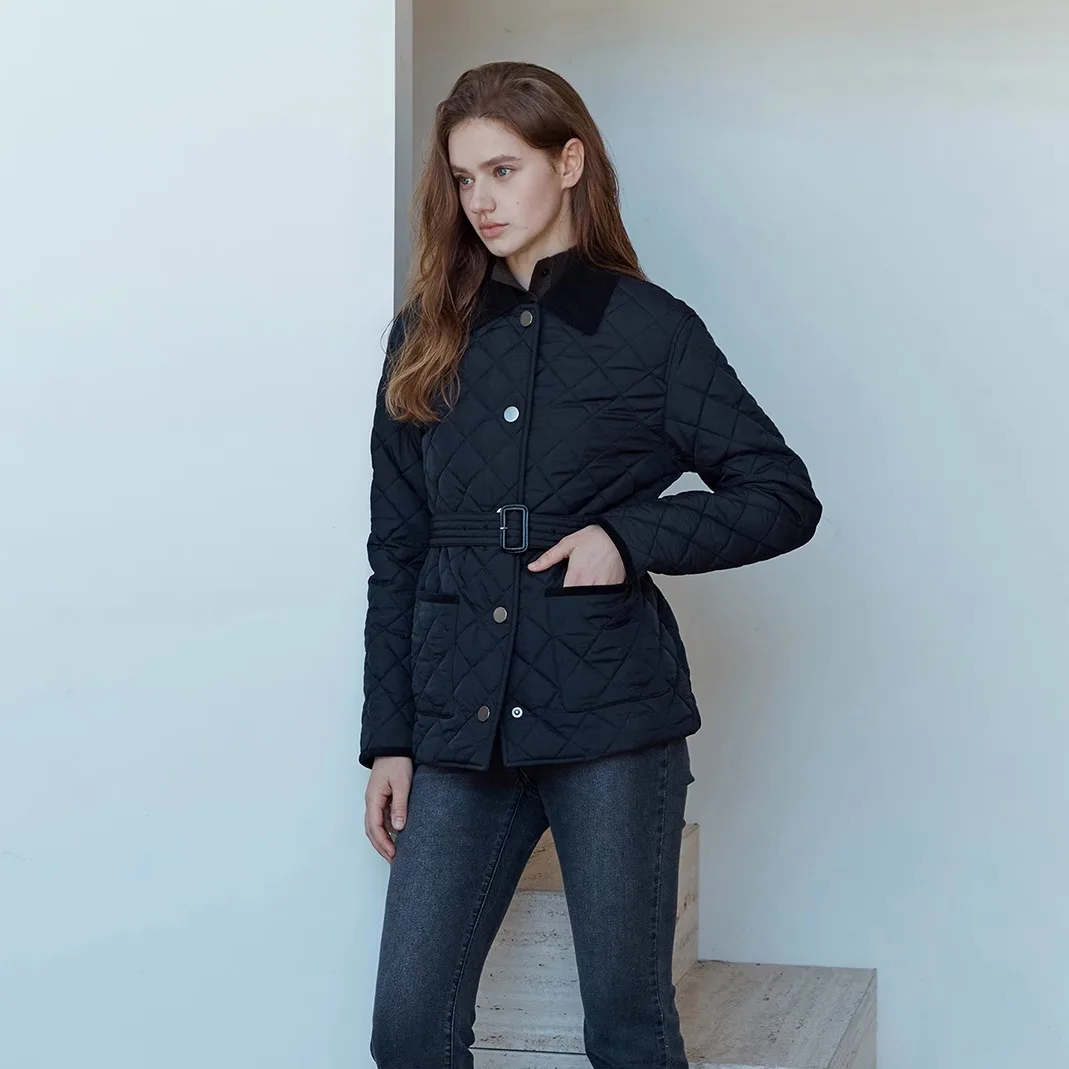 

Tagkita Women's Cotton Jaet Belted Collar Patchwork Autumn Winter Faion Commute Sle Long Sve Collar Coat