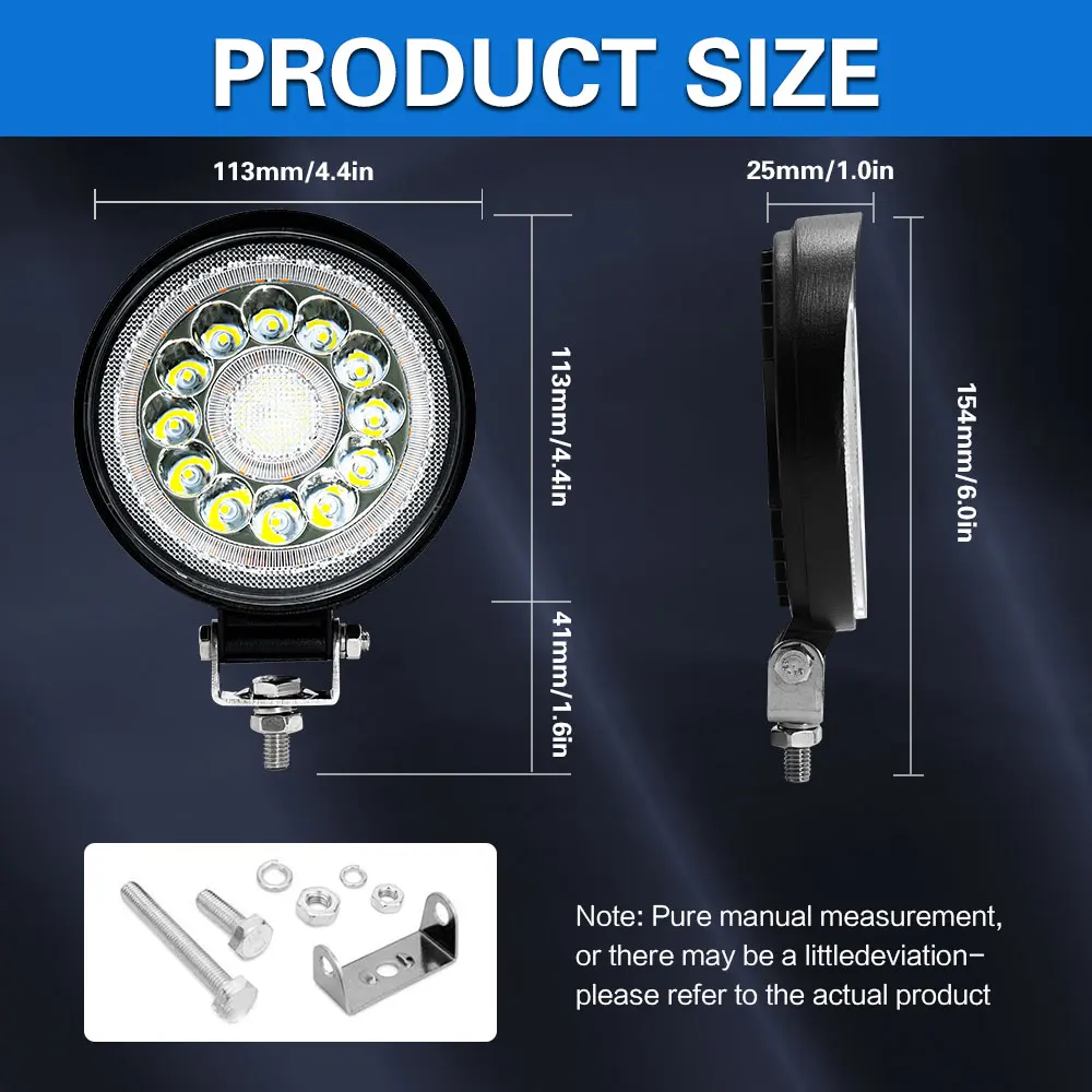 ACTVCTA  Auto Work Light 200W Led Light Round LED Offroad LED Bar 4 Inch Spot Flood Fog Lamp12V 24V Off Road 4x4