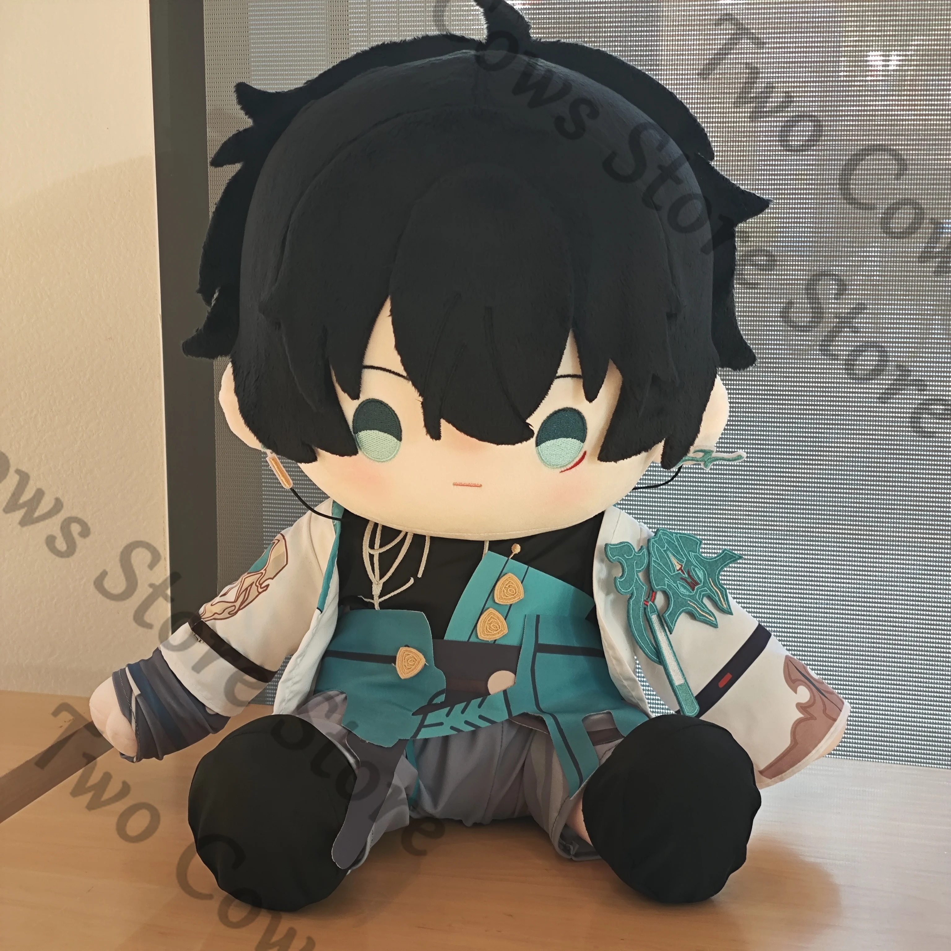 

Honkai: Коллеги Star Rail Dan Heng Холодный маленький зеленый дракон 40 см, поза сидения, хлопковая кукла, подарки на Рождество и день рождения