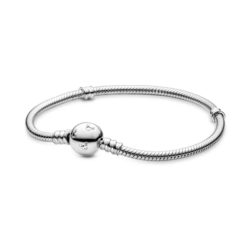 Vendita calda 100% 925 sterling silver originale lucido zircone cuore braccialetto di osso di serpente di lusso donne fascino gioielli fai da te regalo squisito