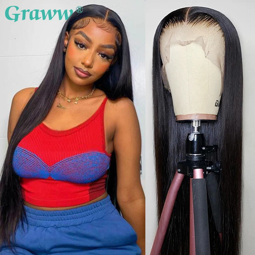 Graww Glueless Ready To Go Bone Straight 5X5 Human Hair Wigs PreCut Lace No Glue Beginner Friendly Remy Hair For Black Women