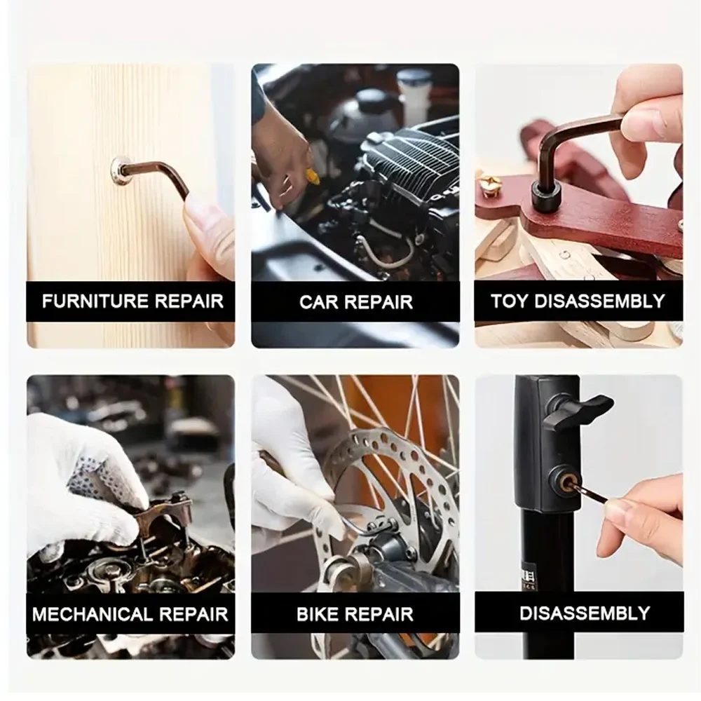 9pcs L Type Double-End Screwdriver Hex Wrench Set Allen Key Hexagon Flat Ball Torx Star Head Spanner Key Set Hand Tools