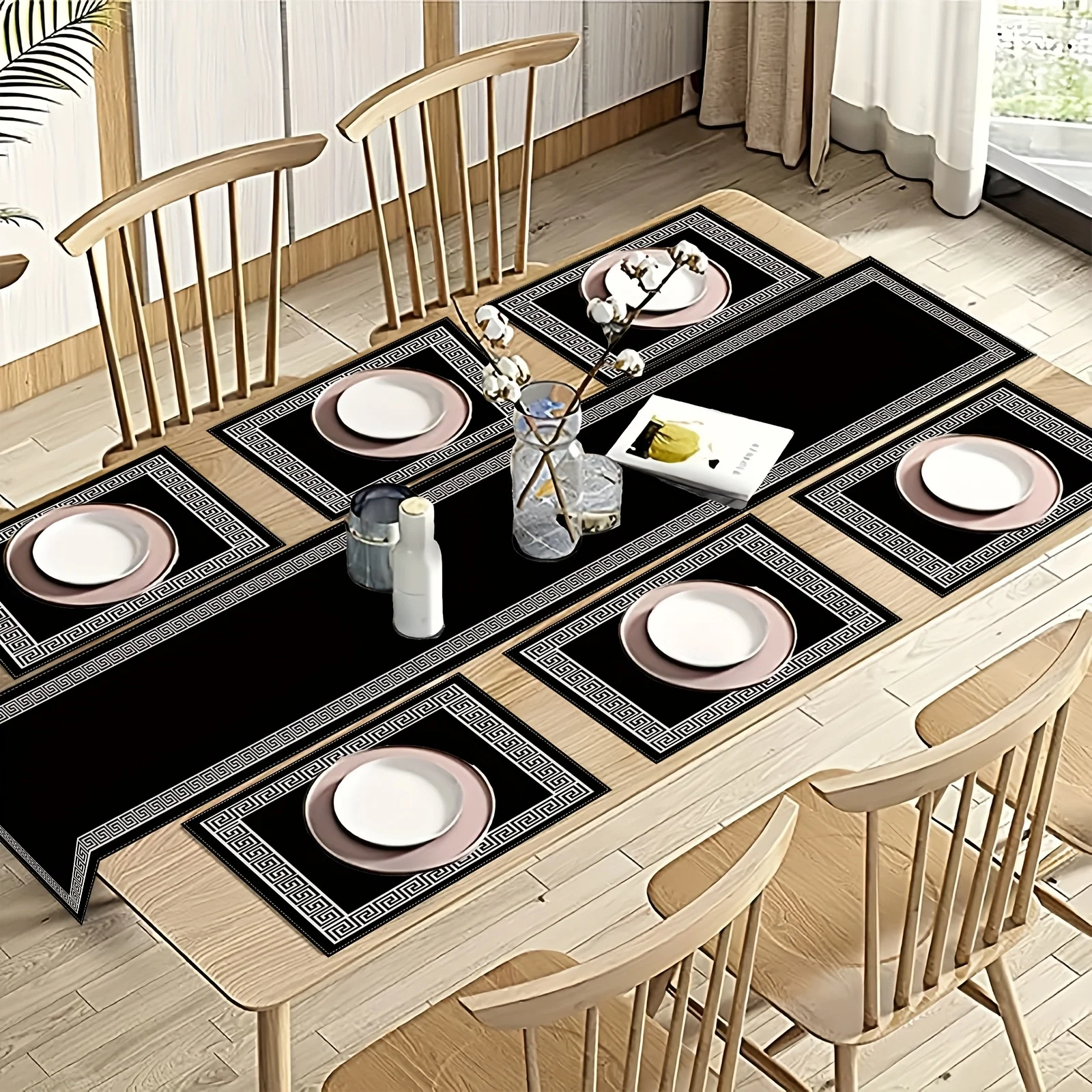 Fotografia 3: Vikama 5/7pc luxo geométrico placemat mesa bandeira conjunto restaurante café decoração high-end banquete arranjo