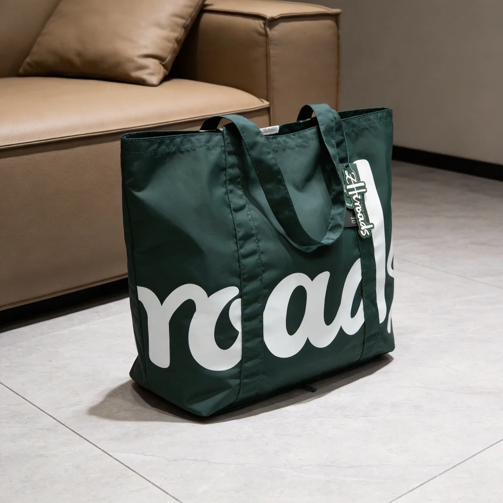 Brand Foldable Polyester Tote Bag Women Waterproof Reusable Shopping Bag Travel Storage Handbag Lightweight Shoulder Bag
