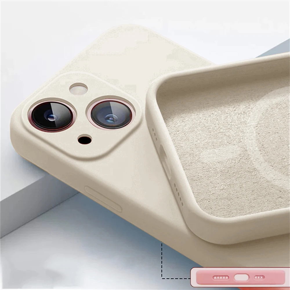 Magnetische Vloeibare Siliconen Hoesjes Voor Iphone 14 Plus 13 12 Mini 11 Pro Max X Xs Xr Xs Max Apple Magsafe Officieel Origineel Magnet Case Camera Nauwkeurige Gatenpositie