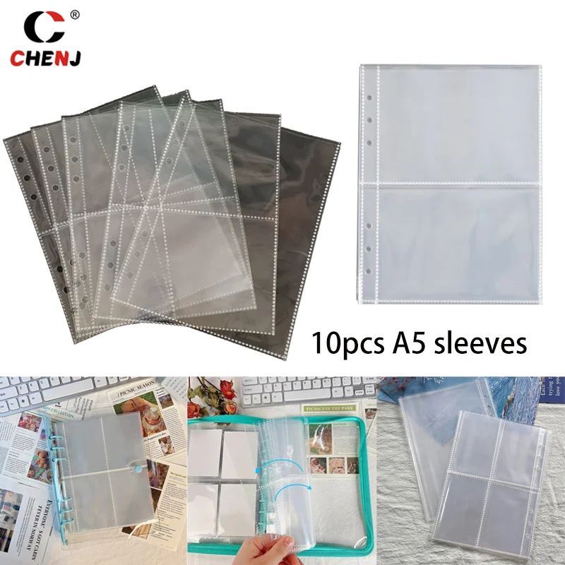 Fundas transparentes para álbum de fotos A5, 10 piezas, 1P, 2P, 4P, recambio de tarjetas internas, bolsas de bolsillo para tarjetas de nombre