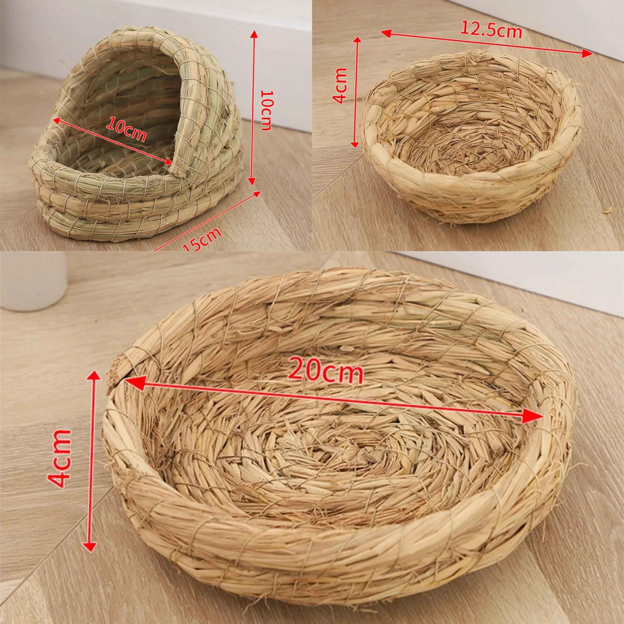 All-season Handmade Grass Woven Bird Nests Hand Woven Parrot Chicken Nest Egg Laying Warm Preservation Breeding Nest Flat Bottom