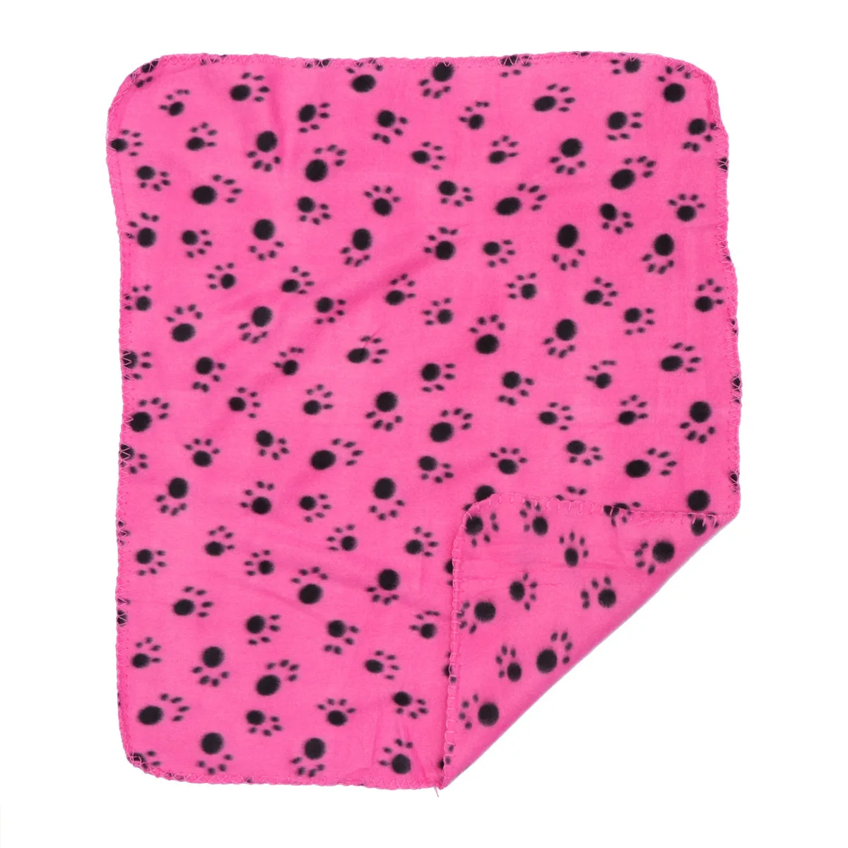 Koc dla zwierząt dwustronny polar wysokiej jakości miękki ciepły dla psa kota zwierząt z nadrukiem łap różowo-czerwony idealny na łóżko sofę 60x70cm