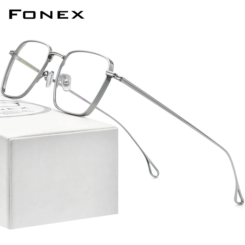 

FONEX Titanium Glasses Frame Men Brand Design Retro Vintage Square Eyeglasses Women Ultralight Japanese Big Size Eyewear 85728