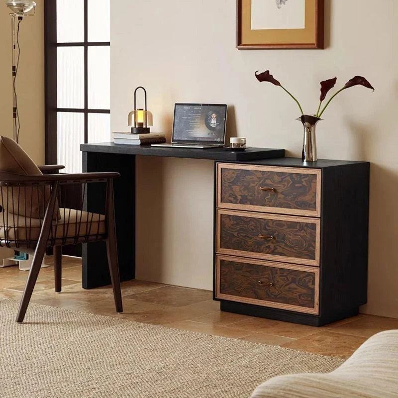 Three-bucket dresser retractable chest cabinet integrated retro style small apartment storage corner bedside cabinet makeup