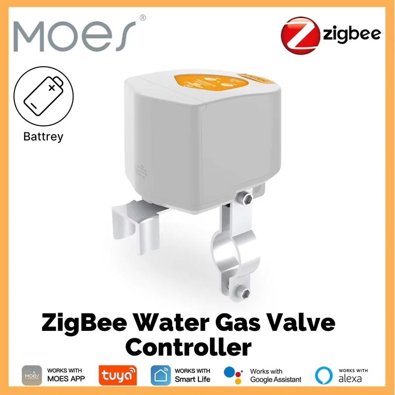 MOES Tuya ZigBee Smart Battery Water Gas Valve Controller Automatic Low Power Consumption Voice Control With Alexa Google Home