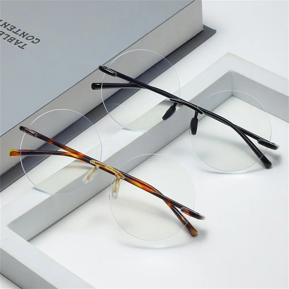 Diamond Cut Rimless Anti-UV Blue Rays Glasses High-definition Round Frame Computer Goggles Ultralight Eyeglasses Women Men view 3