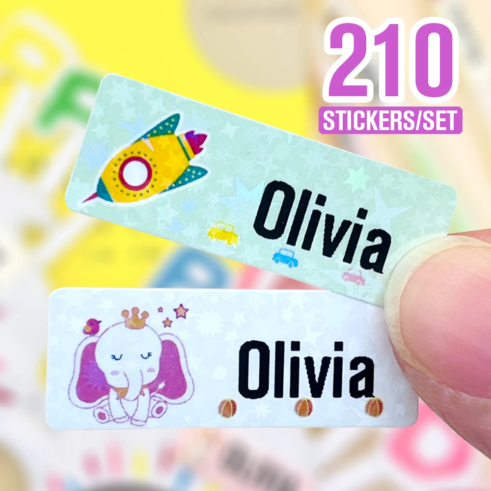 210 sztuk niestandardowe wodoodporne etykiety z imionami naklejki Kawaii biurowe naklejki naklejki spersonalizowana etykieta z imieniem dla dzieci szkoła