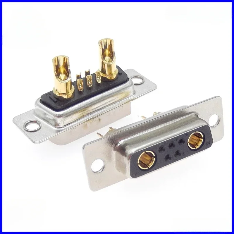 1PCS 7W2 30A Gold plated MALE FEMALE high current CONNECTOR D-SUB adapter solder type 5+2 plug jack high power 7 Power Position