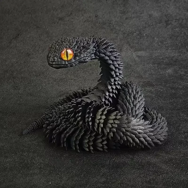 1Pc 3D Printed All Body Mobile Bendable Joint Snake Model Car Desktop Ornament Room Home Decoration Articulated Python Figurines