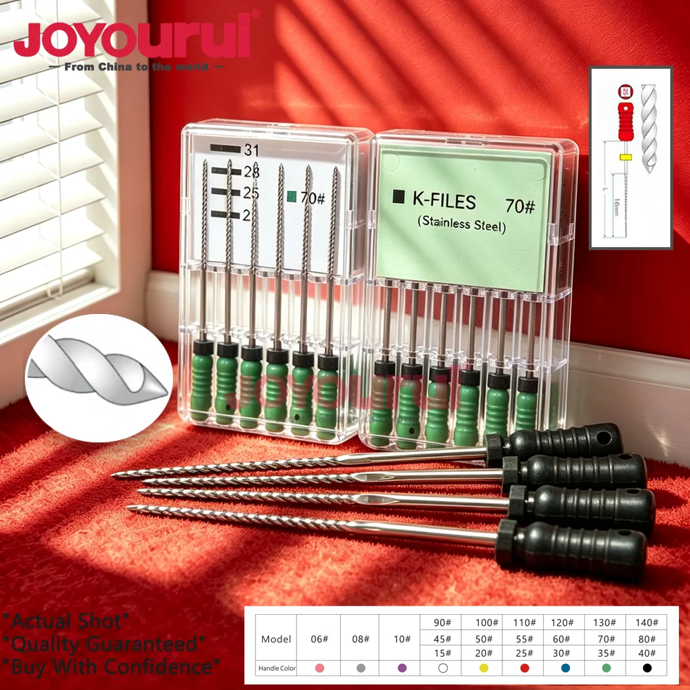 6Packs/Box Dental Stainless Steel K File 31mm/25mm 45-80# Dental Hand Use Endodontic Root Cannal K Files Dentistry Instrument