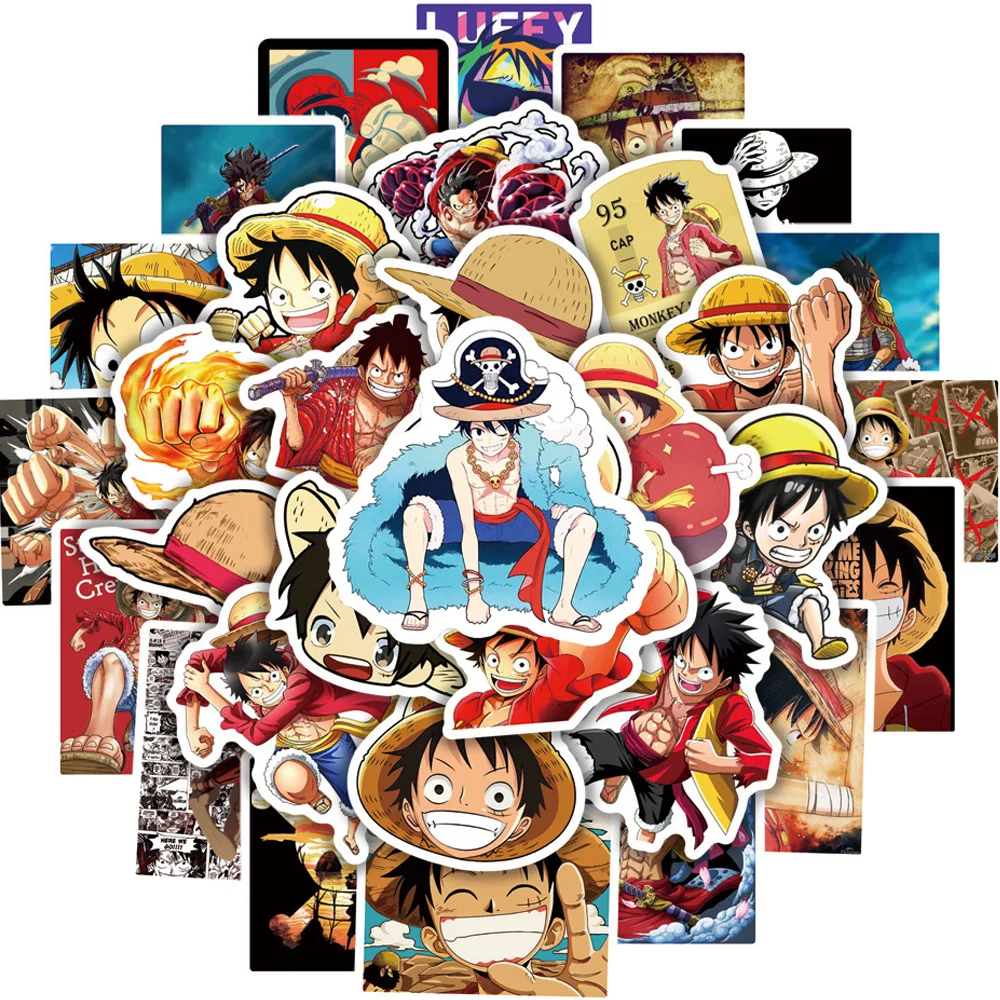 10/30/50pcs Anime ONE PIECE Stickers Monkey D Luffy Decals Skateboard Laptop Motorcycle Phone Cartoon Waterproof Sticker Kid Toy