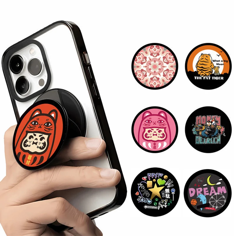 

Cartoon Magnetic Folding Black Phone Stand for IPhone 11 12 13 14 15 16 Pro Max Holder Mount Support for Galaxy S24 Ultra