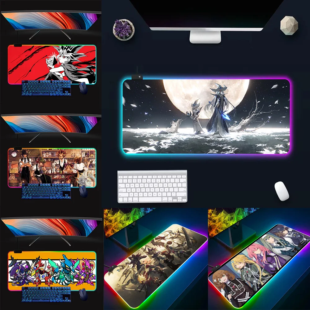 Yu-Gi-Oh! RGB Pc Gamer Keyboard Mouse Pad Mousepad LED Glowing Mouse Mats Rubber Gaming Computer Mausepad