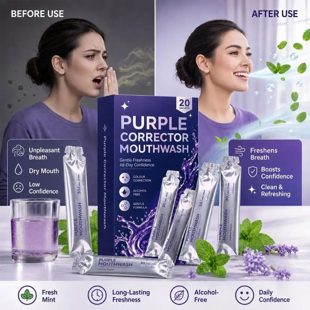 Purple Mouthwash Deep Cleaning Teeth Whitening Remove Mouth Odor Improve Bad Breath Reduce Teeth Stains Plaque Daily Oral Care