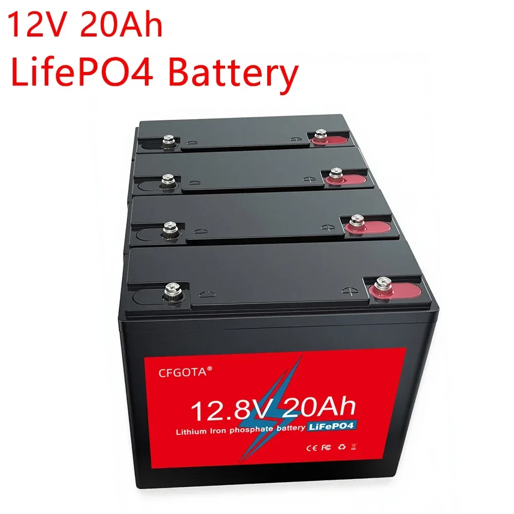 12V 20Ah LiFePO4 Battery 6000+ Cycles Rechargeable Lithium Battery for Solar Lighting Camping Power Wheels Fish Finder