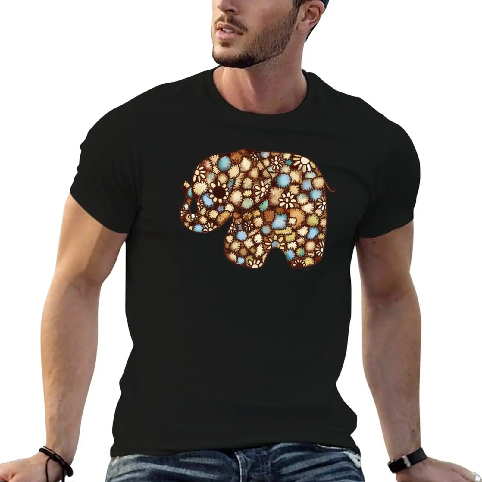 

Patchwork Elephant T-Shirt t shirt man designer man t shirt cotton T-Shirt