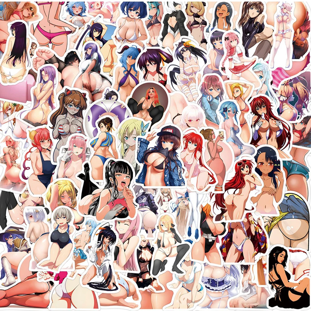 Autocollants Waifu Sexy et Étanches pour Fille, Jolies, Hentai, Bikini, Graffiti, Planche à Roulettes, Bagages, Casque, Ordinateur Portable, DIY, 10/30/55/110 Pièces