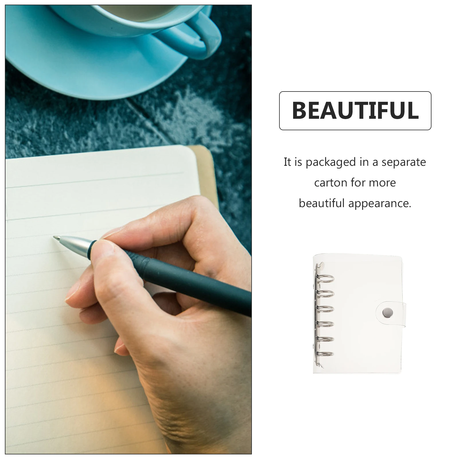 

2pcs PVC Loose Leaf Binder 6 Hole Notebook Cover Lightweight Waterproof Diary Planner Square Notebook Protector