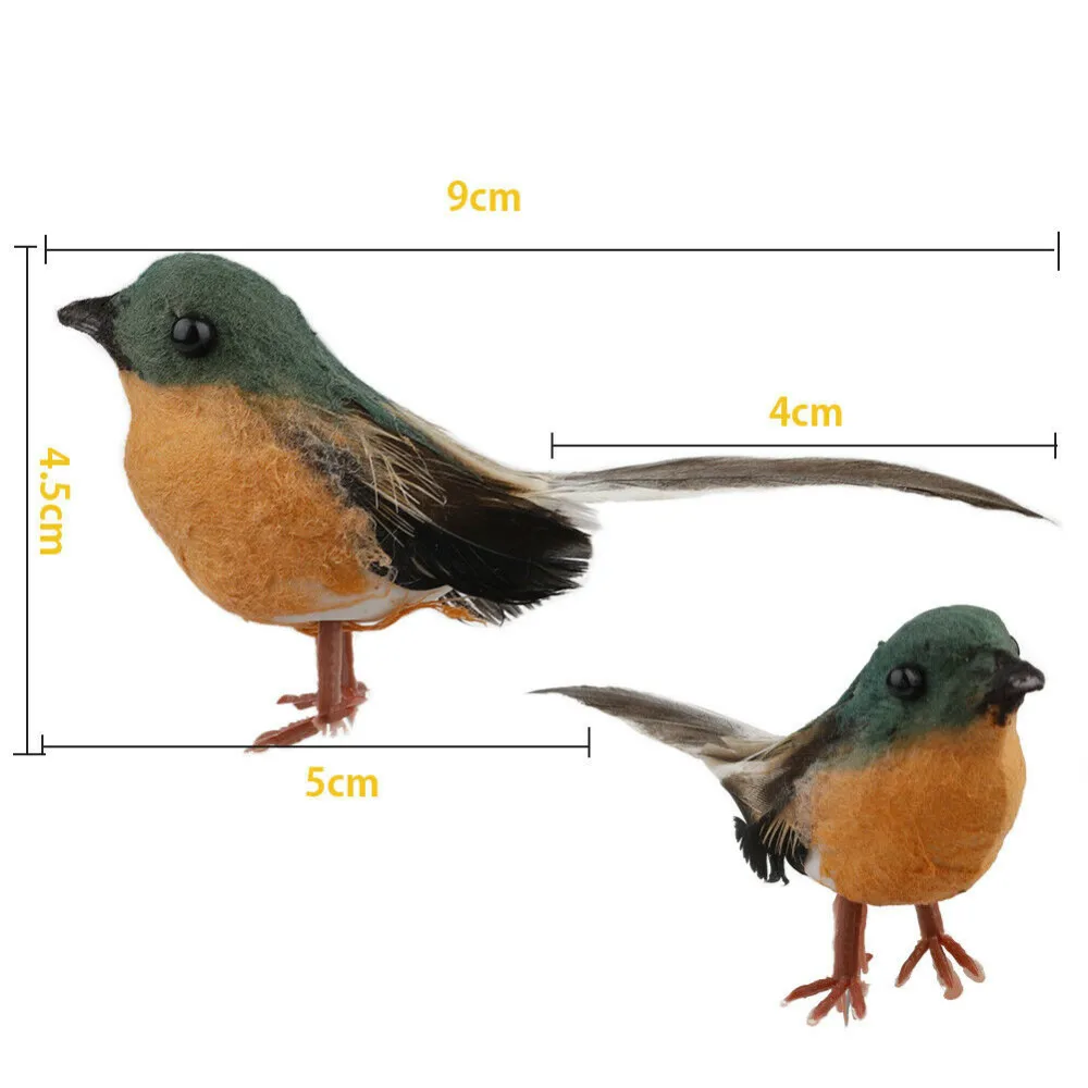 Robin Bird Decoration Artificial Feather Bird Craft Ornament Simulation Little Robin Bird Outdoor Garden Ornaments Decoration