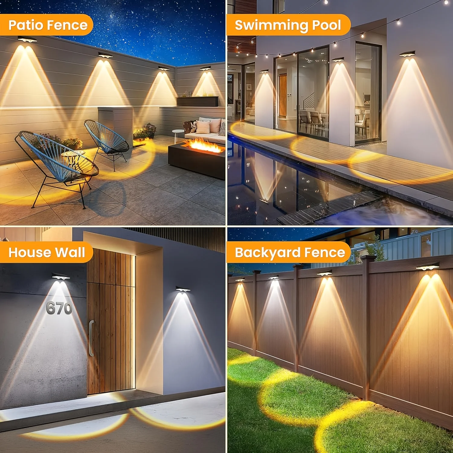 4/2 Pack Solar Fence Lights Multi Colour Garden Wall Lights for Villa Garden Fence Holiday Walkway Home Landscape Lighting