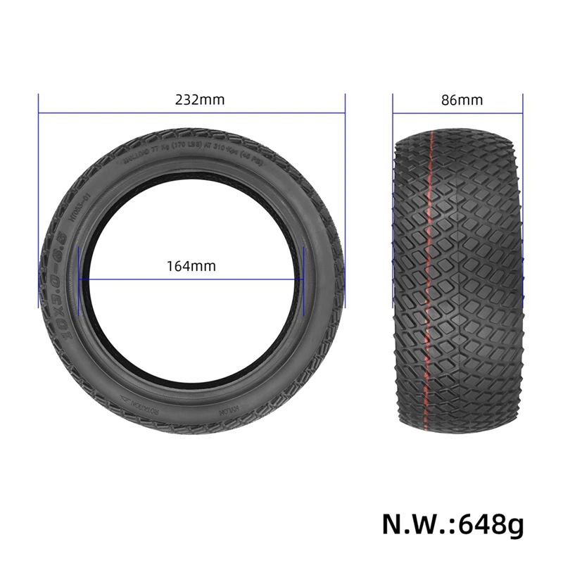 Pneu a vácuo para scooter elétrico, pneu de estrada, Ninebotmaxg30, 10X3.0-6.5, 60 70-6.5