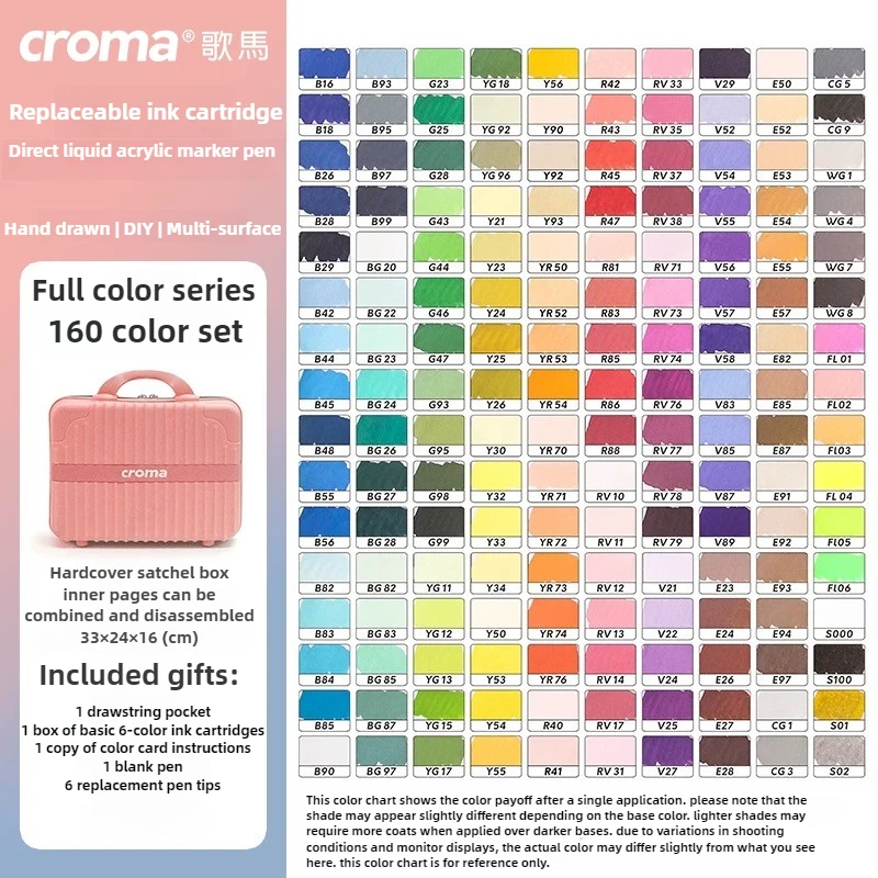 

Маркер акриловый Croma 160/24 с мягким наконечником, сменными чернилами, нетоксичный, водостойкий, для школы и офиса, канцелярские товары