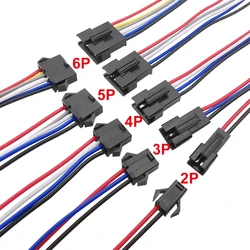 JST SM 2P 3P 4P 5P 6 pines macho hembra enchufe conector de Cable de tira LED, Cable de alimentación de CC, longitud 10/20/30cm, 5 pares