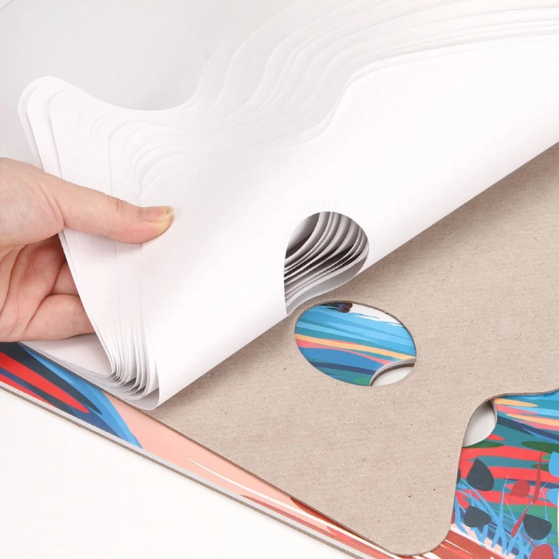 Almofada descartável da pintura paletas com furo do polegar para paletas mistura da pintura aguarelas óleos para