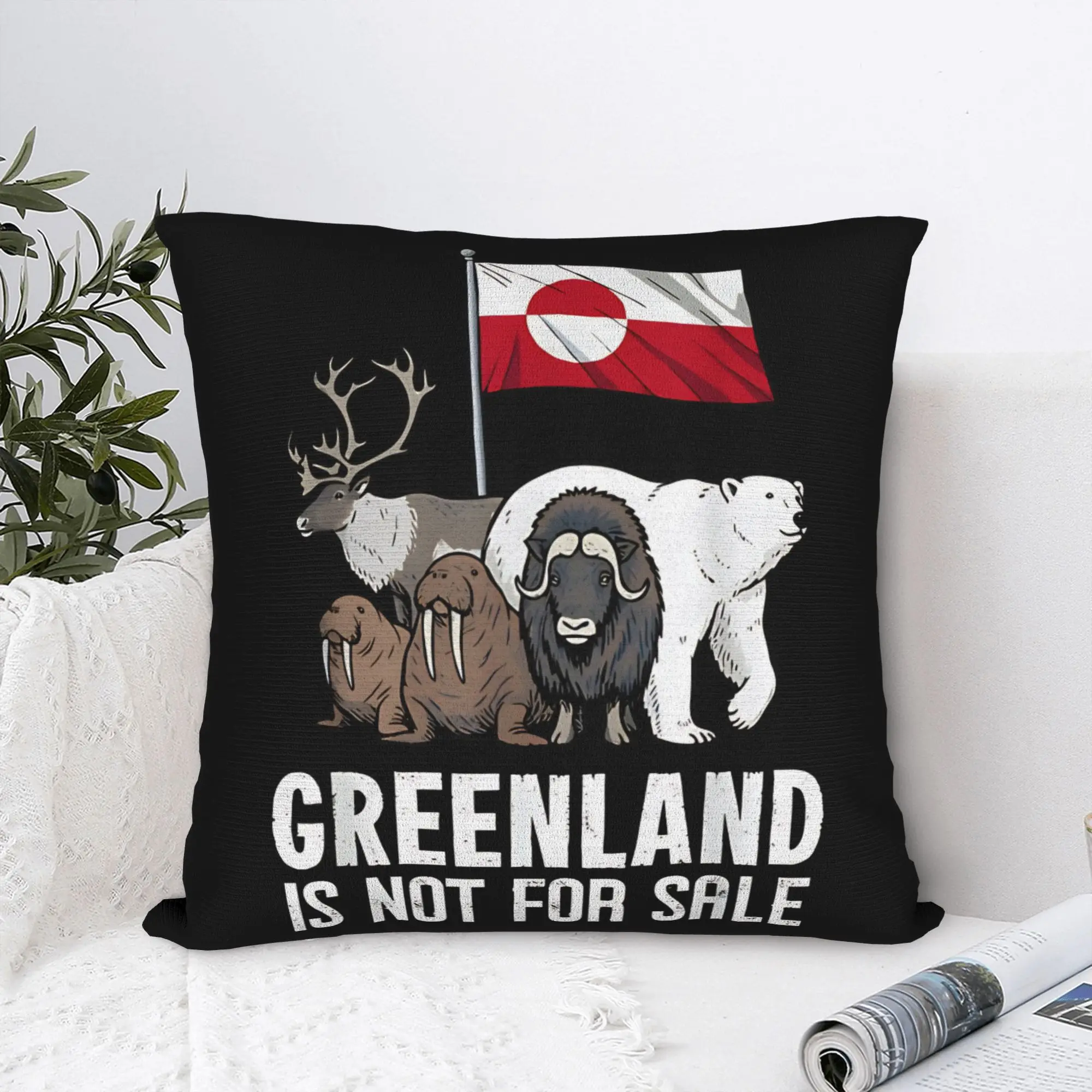 Fundas de almohada con estampado de la bandera de Groenlandia, fundas de cojín con diseño de osos polares, fundas de almohada con cremallera, varios tamaños